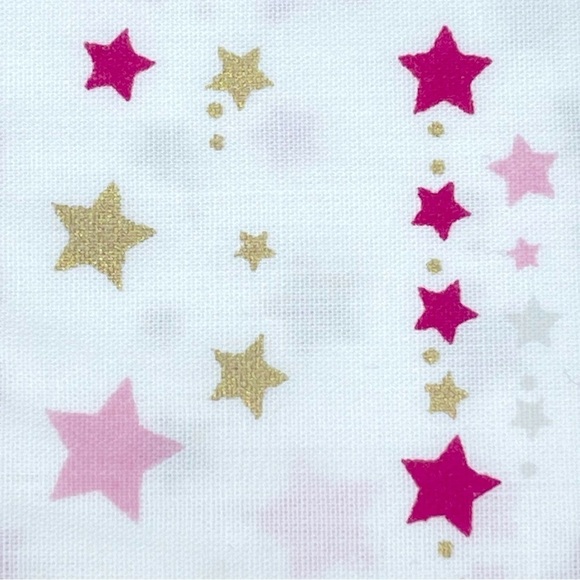 Kate Spade Twin Size Sheet Set white with gold, pink red stars stardust NWT - Picture 7 of 7